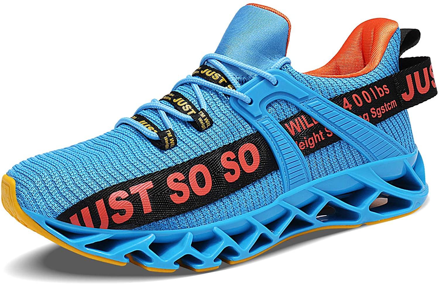 JSLEAP Mens Running Shoes Walking Non Slip Blade Type Sneakers