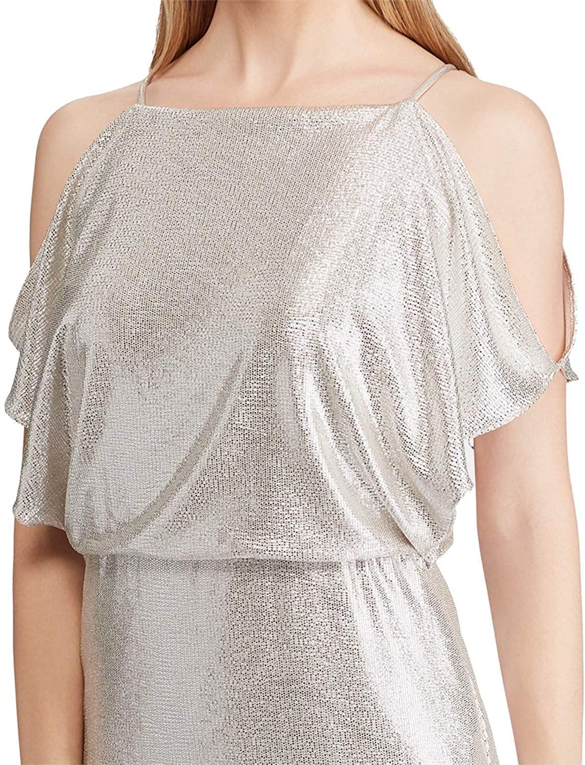 LAUREN RALPH LAUREN Womens Zelder Metallic Blouson Evening Dress - JOY2ESpree