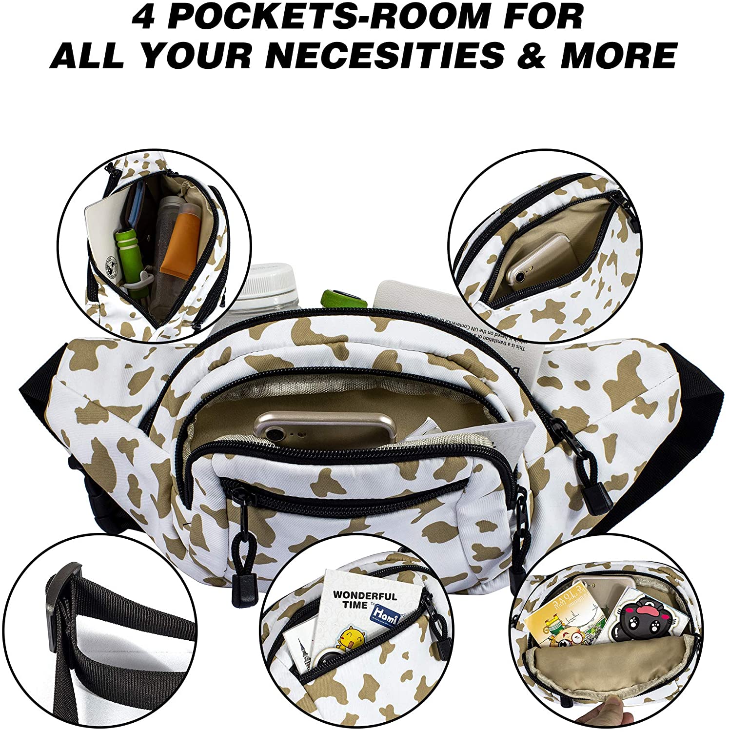 TOPERIN Fashion Fanny Pack Cute Running Belt Waist Pack Running Waist Bag Belt