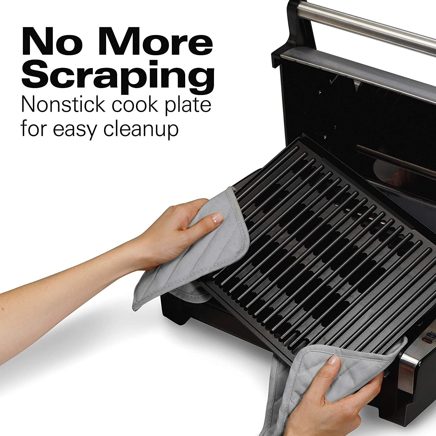 Hamilton Beach Electric Indoor Searing Grill with Viewing Window and Removable Easy-to-Clean Nonstick Plate - JOY2ESpree