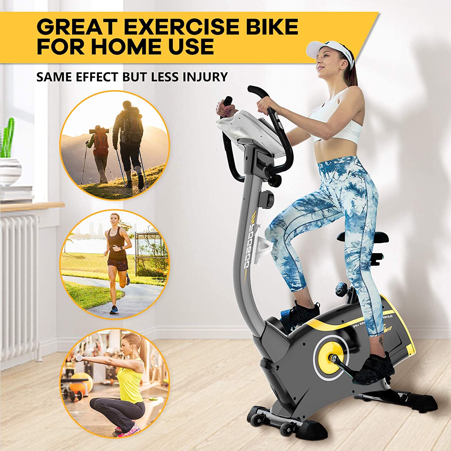 JKANGFIT Exercise Bike Stationary Bikes with 8-Level Magnetic Resistance and LCD Monitor, Indoor Cycling Bike 300 LB Capacity Upright Workout Bike - JOY2ESpree