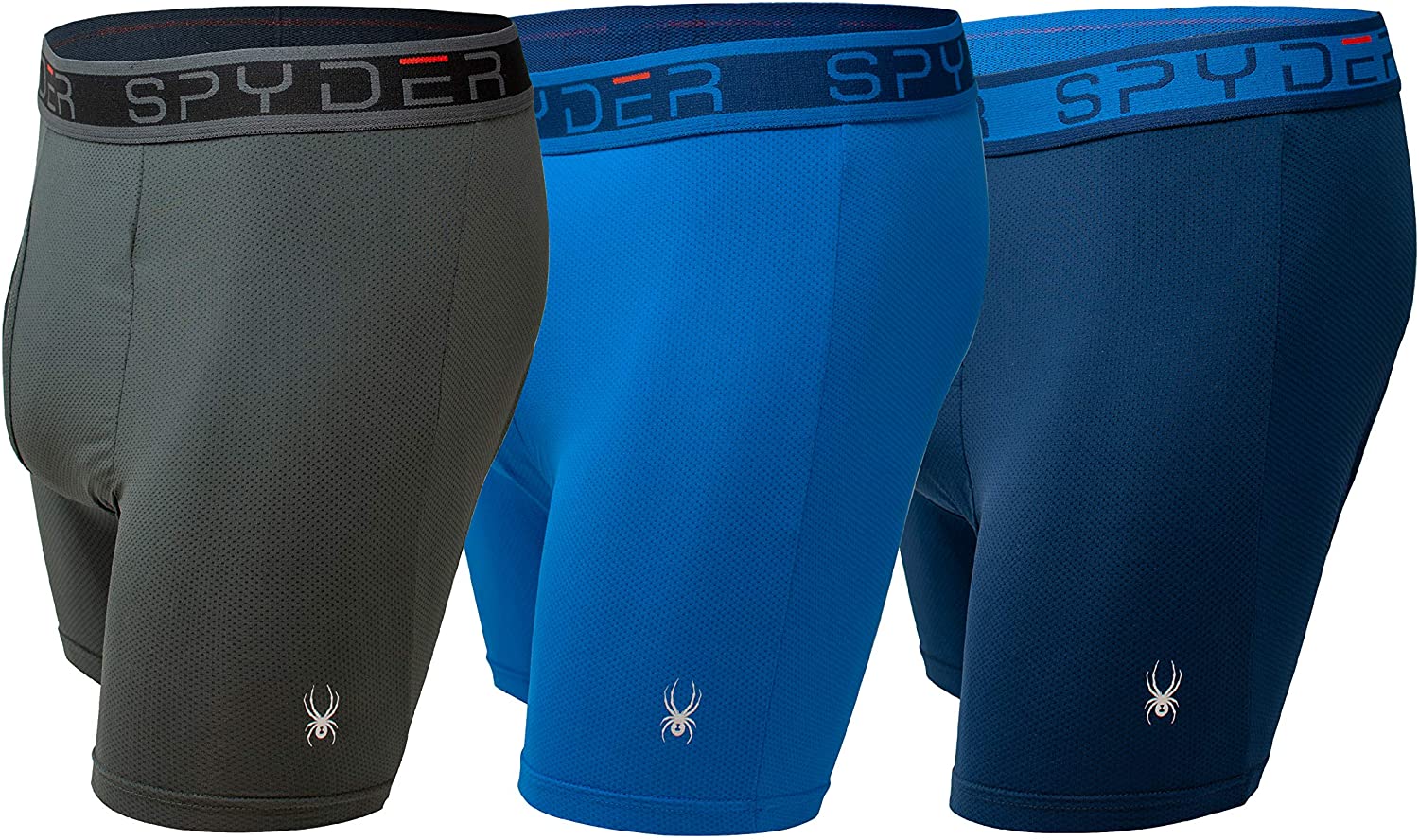 Spyder Performance Mesh Mens Boxer Briefs Sports Underwear 3 Pack W/Fly Front