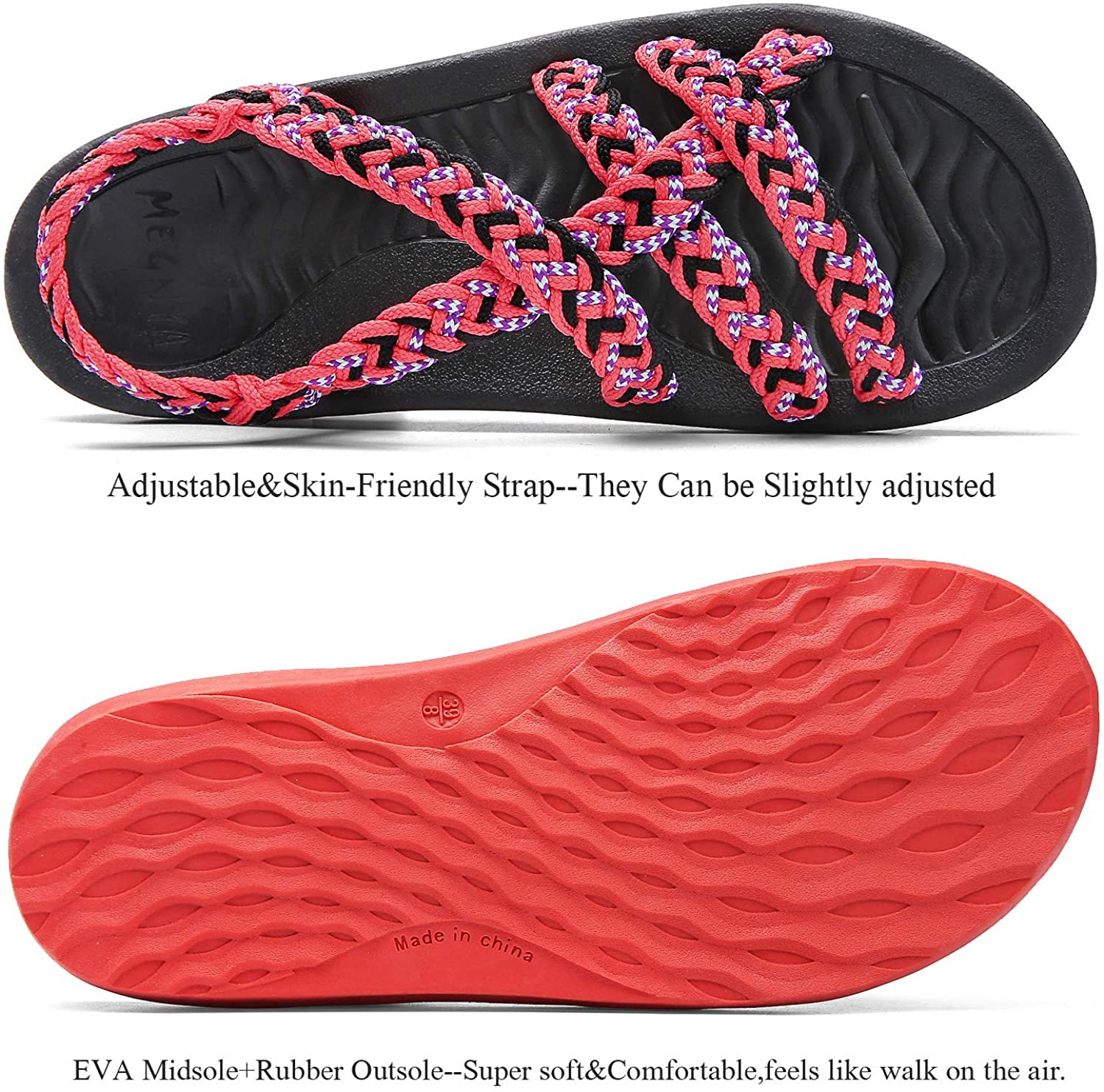 MEGNYA Women's Comfortable Walking Sandals with Arch Support Waterproof for Walking/Hiking/Travel/Wedding/Water Spot/Beach