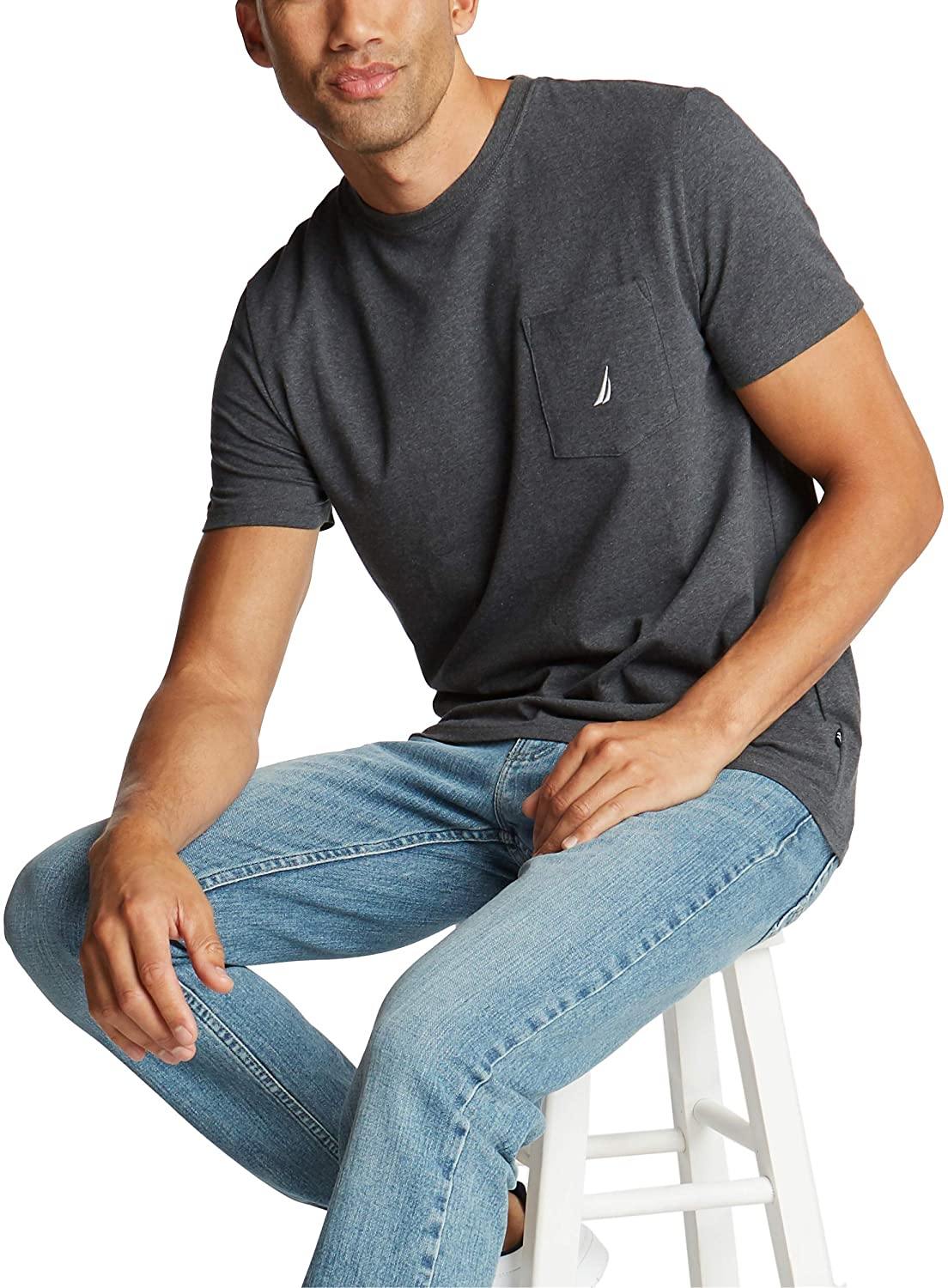 Nautica Men's Solid Crew Neck Short-Sleeve Pocket T-Shirt - JOY2ESpree