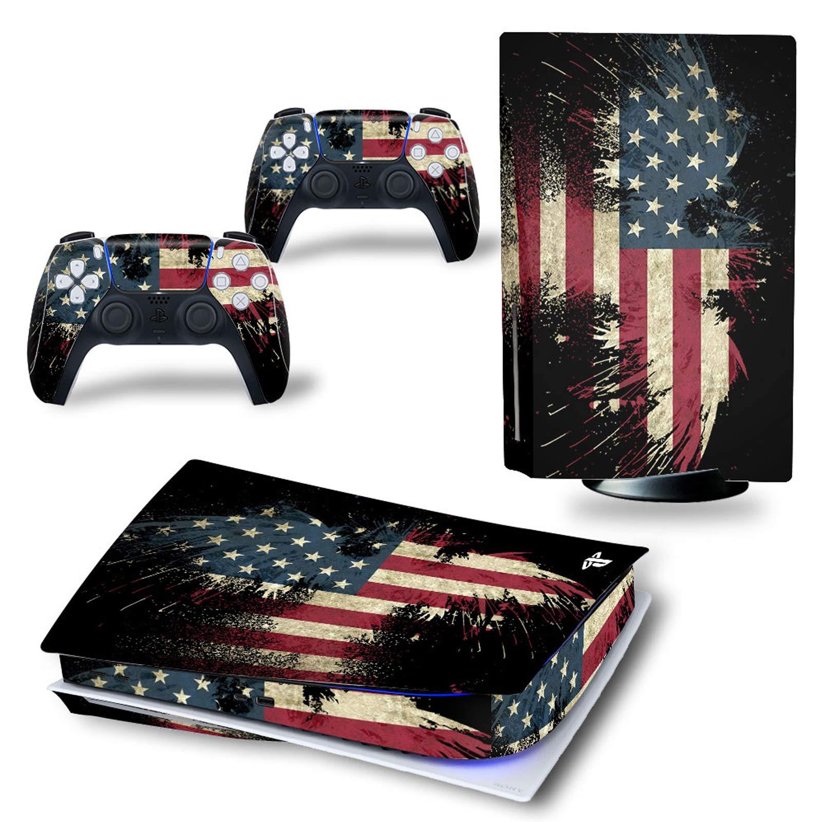 DAPANZ Vinyl Skin Sticker Decal Full Cover for Playstation 5 Console and Remote Controllers Disk Edition The Flag of United States - JOY2ESpree