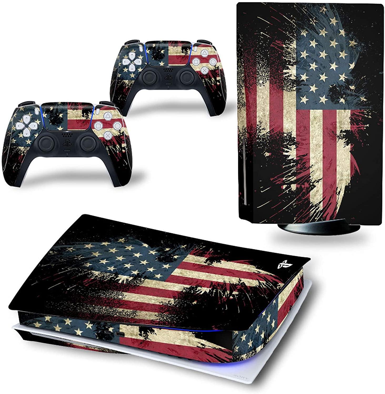DAPANZ Vinyl Skin Sticker Decal Full Cover for Playstation 5 Console and Remote Controllers Disk Edition The Flag of United States - JOY2ESpree
