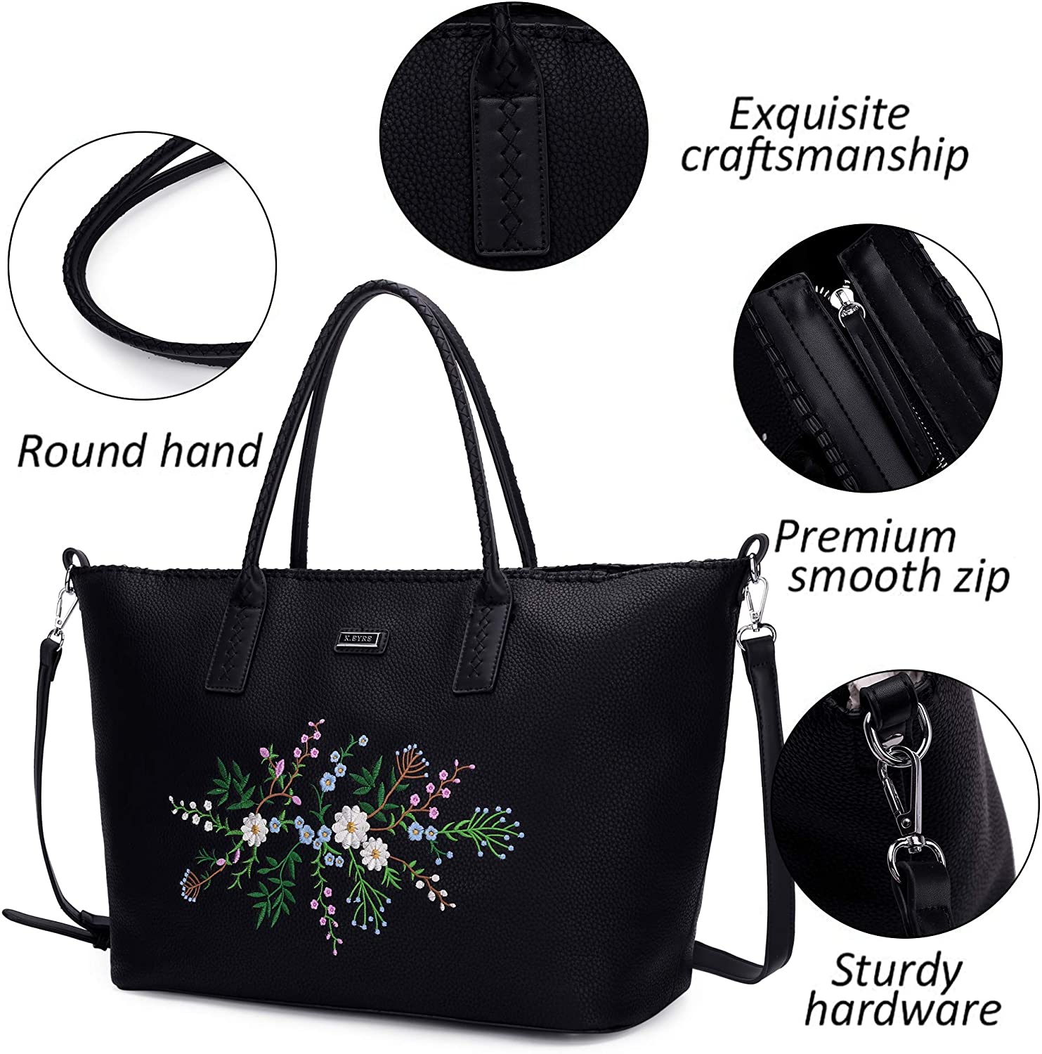 K.EYRE Women's Soft Faux Leather Tote Bag Purse Handbags Wallet Tote Shoulder Bag Purse Large Capacity