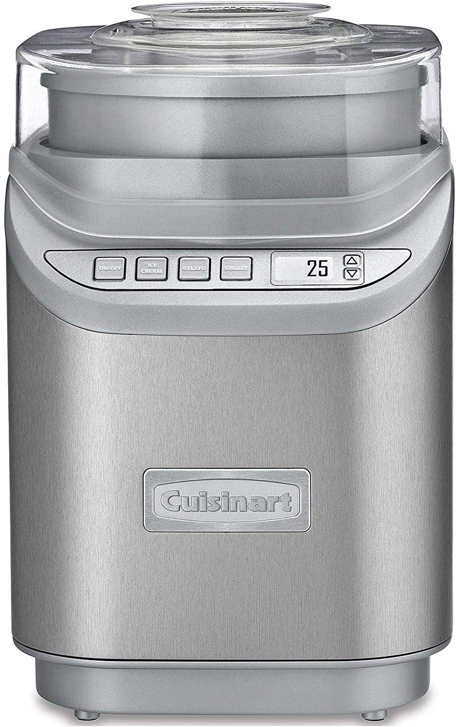 Cuisinart ICE-70 Electronic Ice Cream Maker, Brushed Chrome, Ice Cream Maker with Countdown Timer, With Countdown Timer - JOY2ESpree