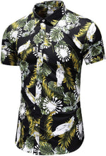 
                        
                          Load image into Gallery viewer, LEFTGU Men's Slim fit Floral Printed Beach Hawaiian Button-Down Dress Shirt
                        
                      