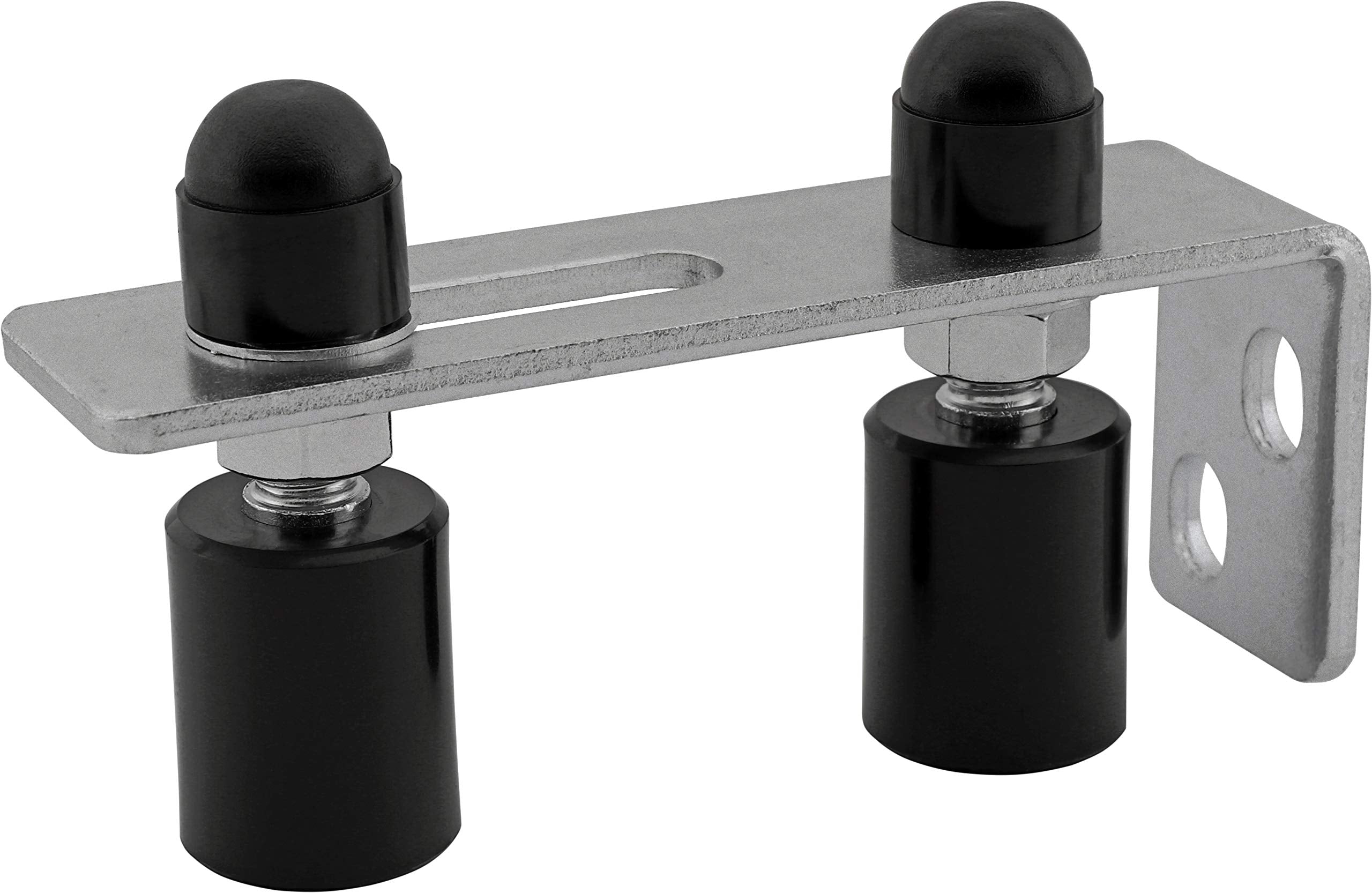Gate Guide Adjustable - Smooth Black Nylon Double Roller & Durable Zinc Plated 90° L Wall Mounting Bracket