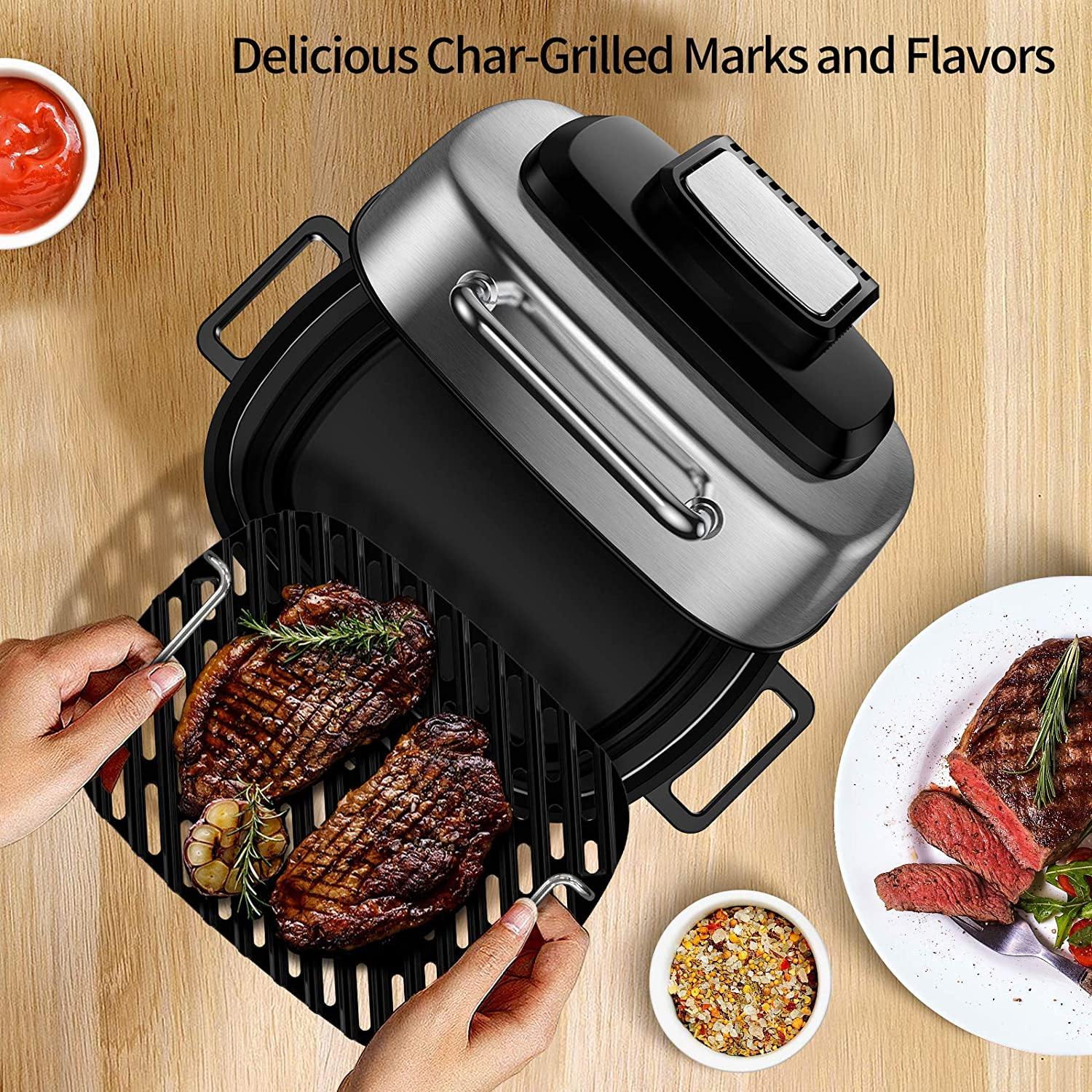 BBday 6.5 QT Air Fryer,10-in-1 Smokeless Indoor Electric Grill with Air Fryer,Roast,Bake and Dehydrate - JOY2ESpree