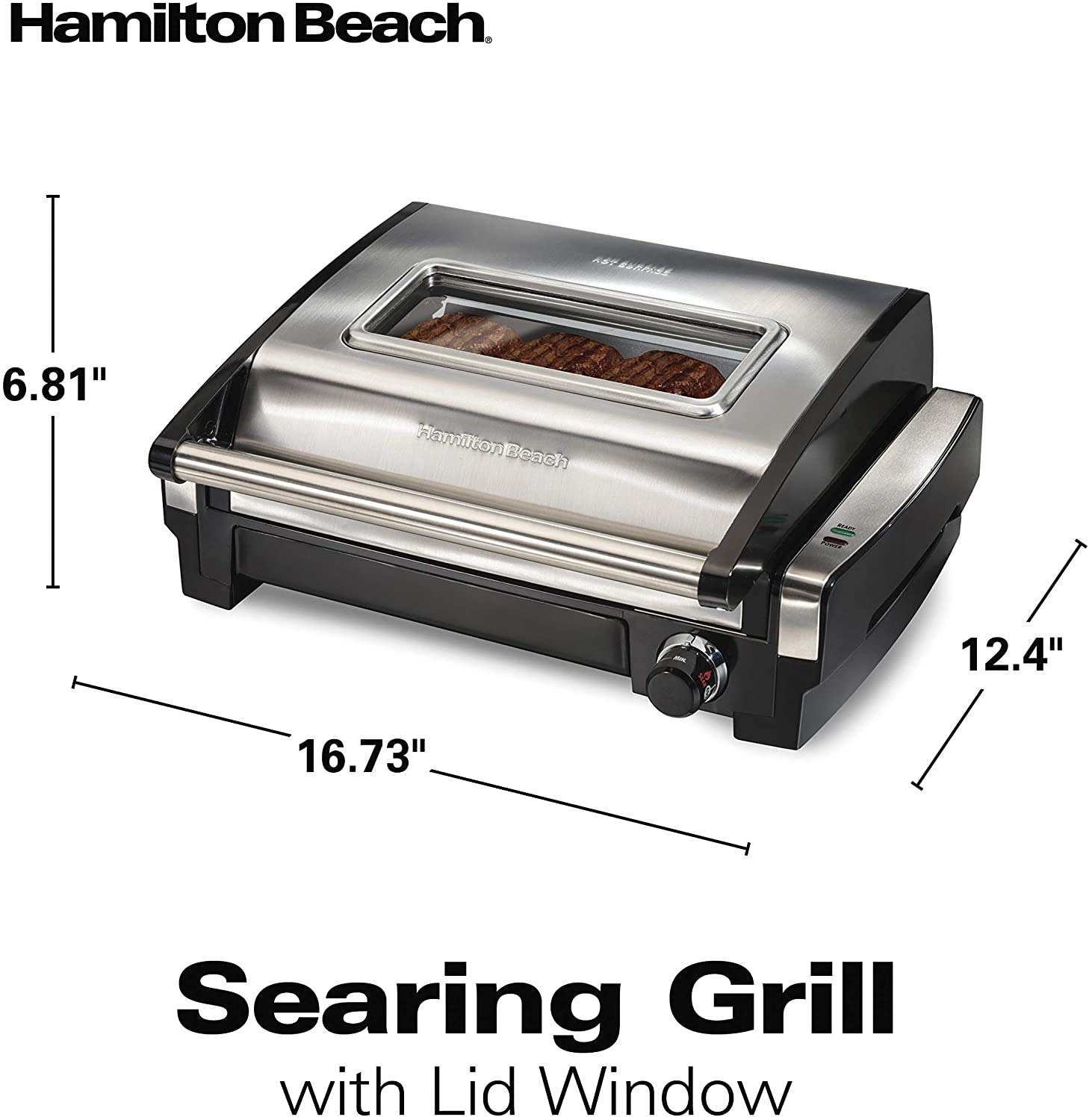 Hamilton Beach Electric Indoor Searing Grill with Viewing Window and Removable Easy-to-Clean Nonstick Plate - JOY2ESpree