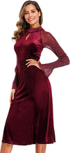 
                        
                          Load image into Gallery viewer, Velvet Formal Dress Lace Splicing Glitter Gowns
                        
                      