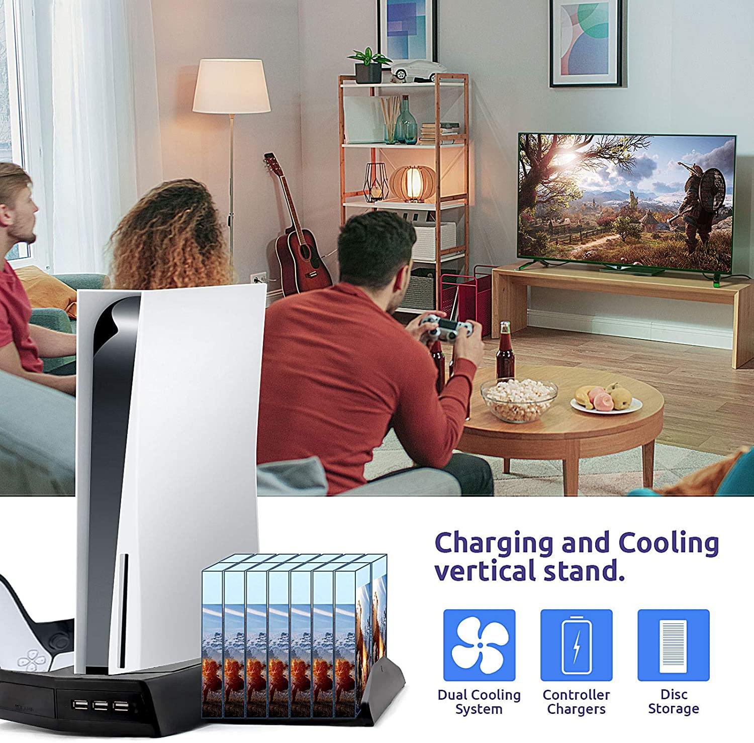 Stand with Cooling Fan and Dual Controller Charger for PS5 - JOY2ESpree