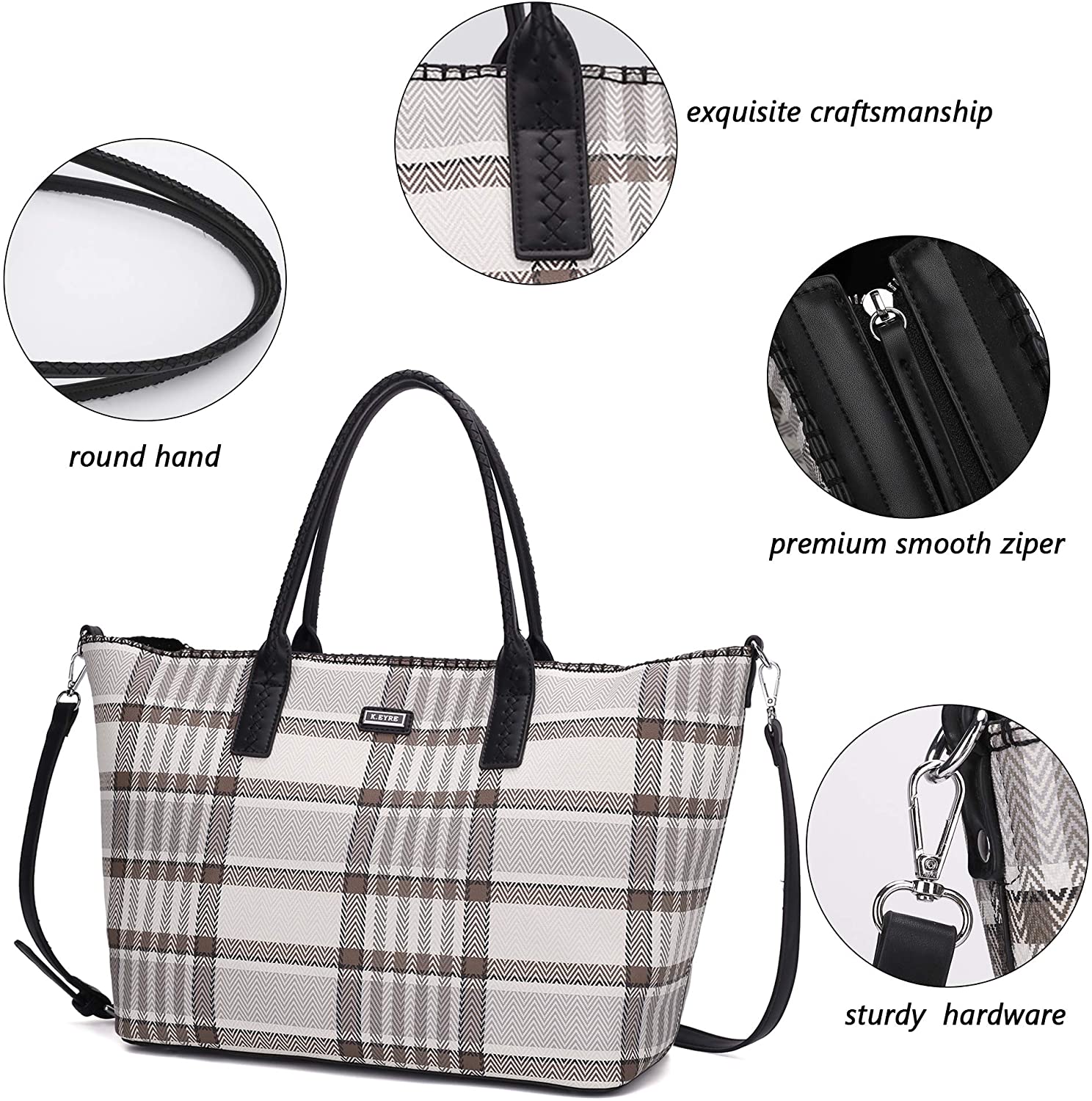 K.EYRE Women's Soft Faux Leather Tote Bag Purse Handbags Wallet Tote Shoulder Bag Purse Large Capacity