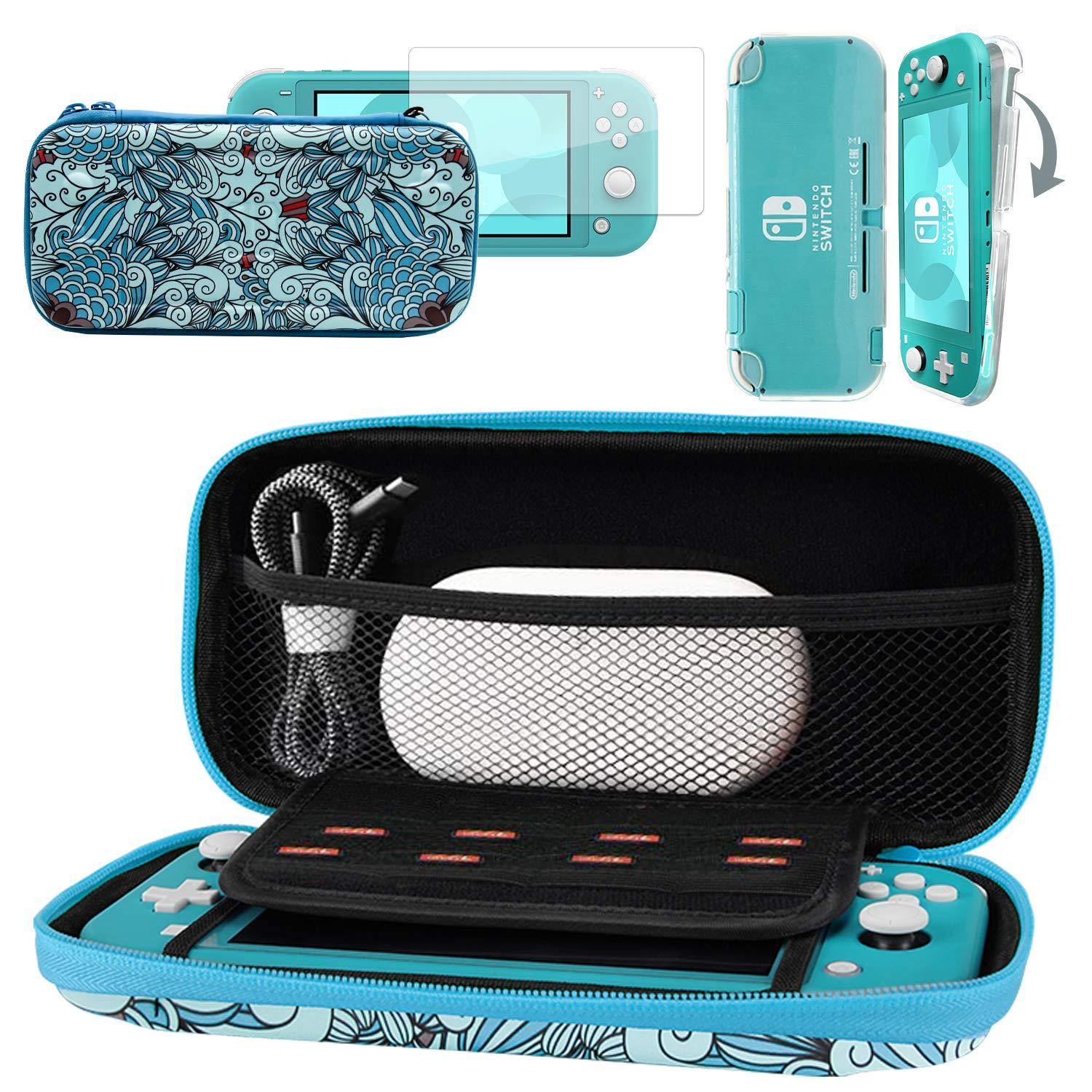 CoBak Carrying Case for Nintendo Switch Lite - with 1 Screen Protector, 1 Grip Case and 4 Thumb Grip Caps. - JOY2ESpree