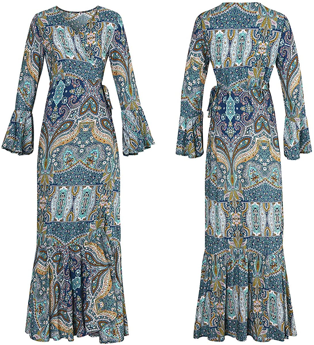 R.Vivimos Womens Summer Long Sleeve Cardigan Sexy Maxi Dresses