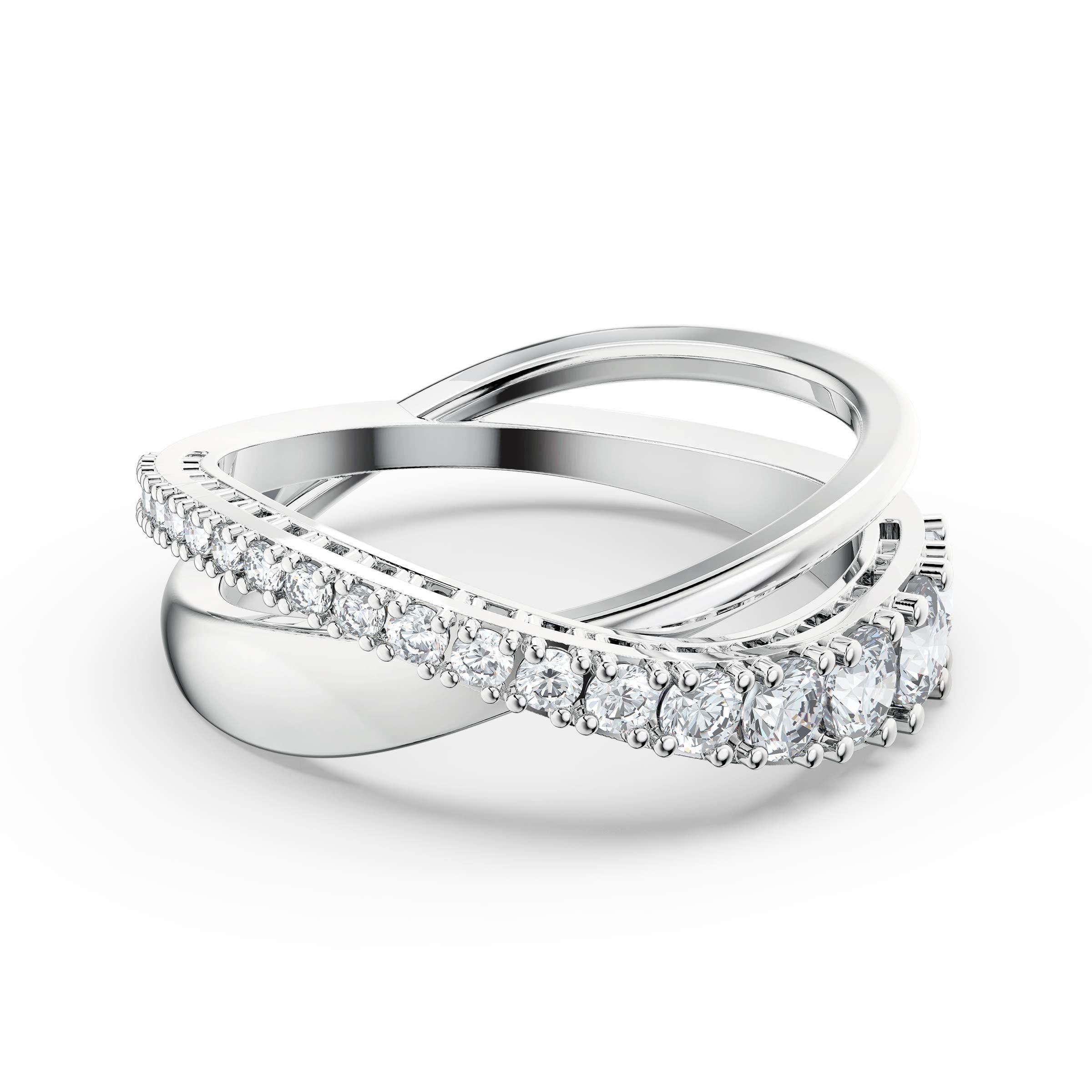 SWAROVSKI Women's Twist Ring Collection, Rhodium Finish, Clear Crystals - JOY2ESpree
