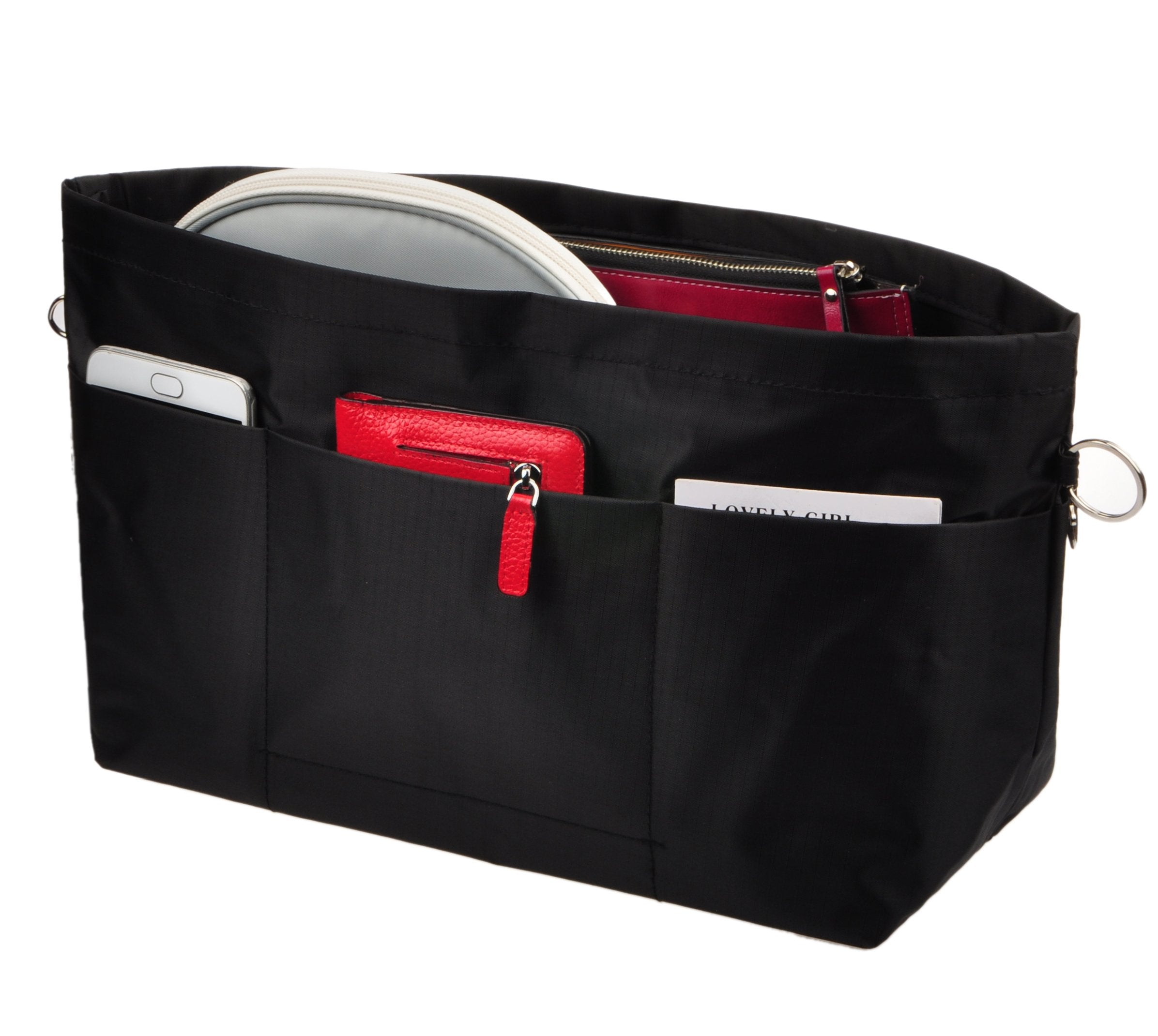 Vercord Purse Organizer Insert Bag Tote Handbags Pocketbook Inserts Organizers Zipper 11 Pockets Black Medium