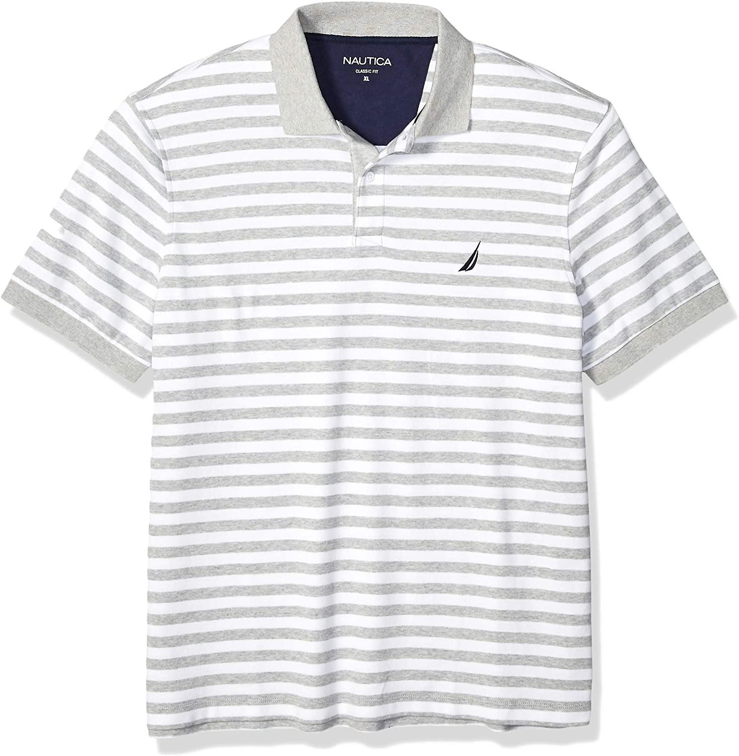 Nautica Men's Classic Fit 100% Cotton Soft Short Sleeve Stripe Polo Shirt - JOY2ESpree