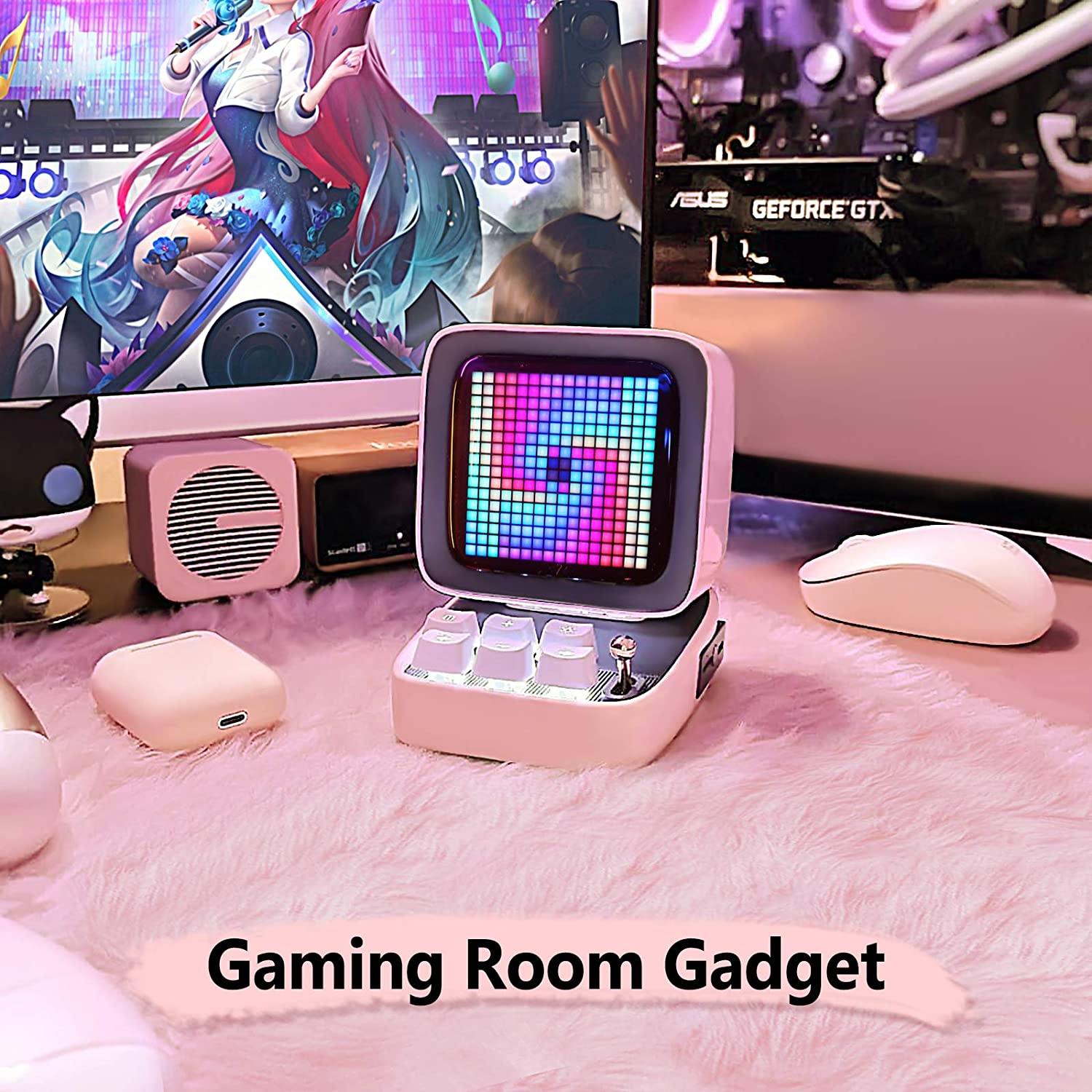 Divoom Ditoo Retro Pixel Art Game Bluetooth Speaker with 16X16 LED App Controlled Front Screen (Black) - JOY2ESpree