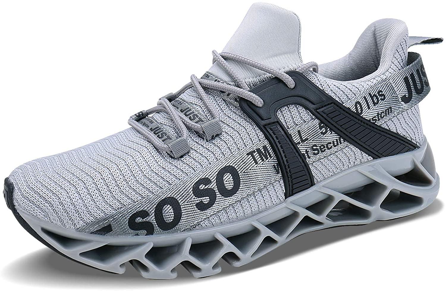 JSLEAP Mens Running Shoes Walking Non Slip Blade Type Sneakers