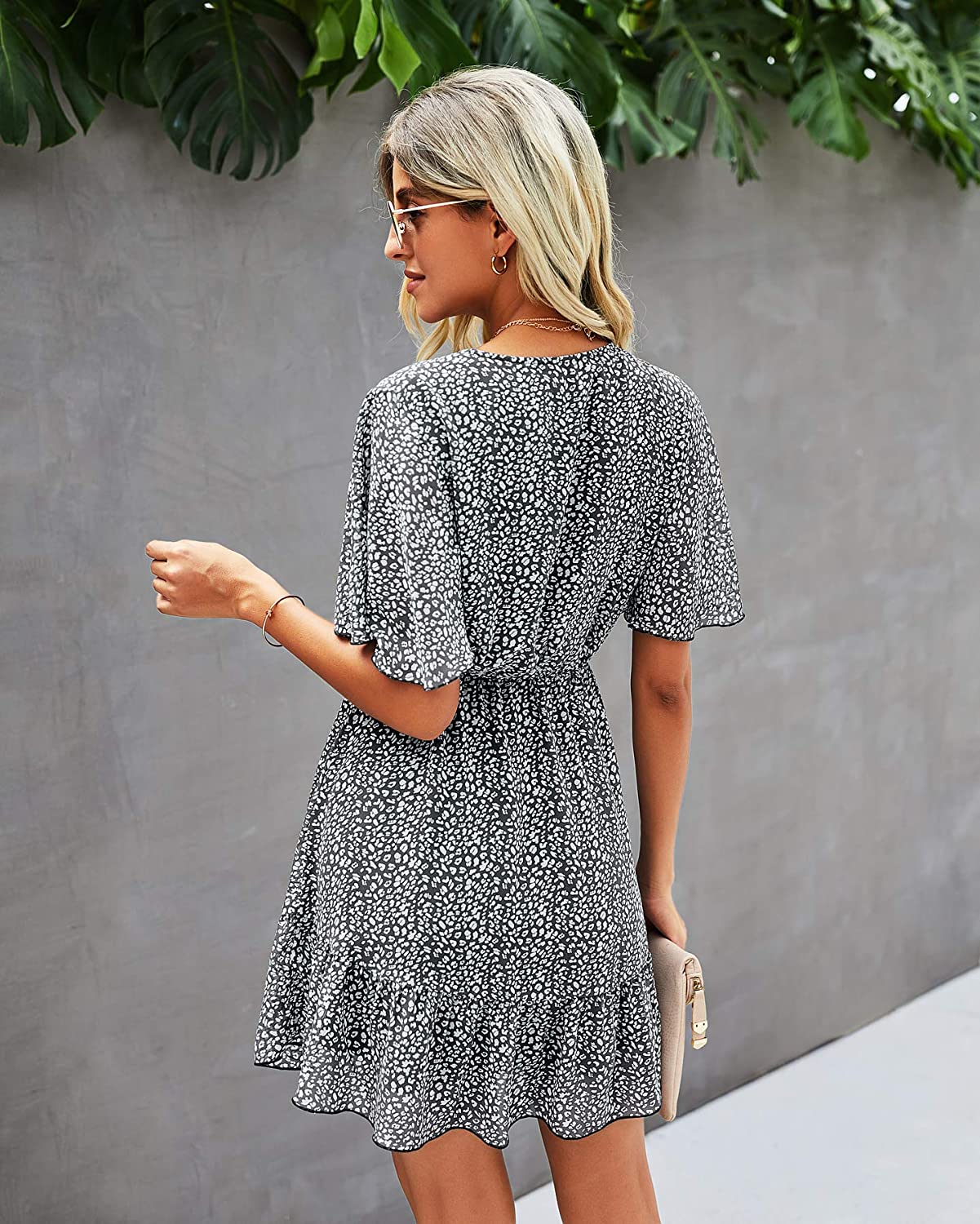 KIRUNDO 2021 Women’s Summer Short Sleeve Ruffle Floral Dress