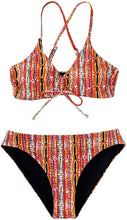 
                        
                          画像をギャラリービューアに読み込む, CUPSHE Women's Reversible Lace Up Bikini Sets Floral and Striped
                        
                      