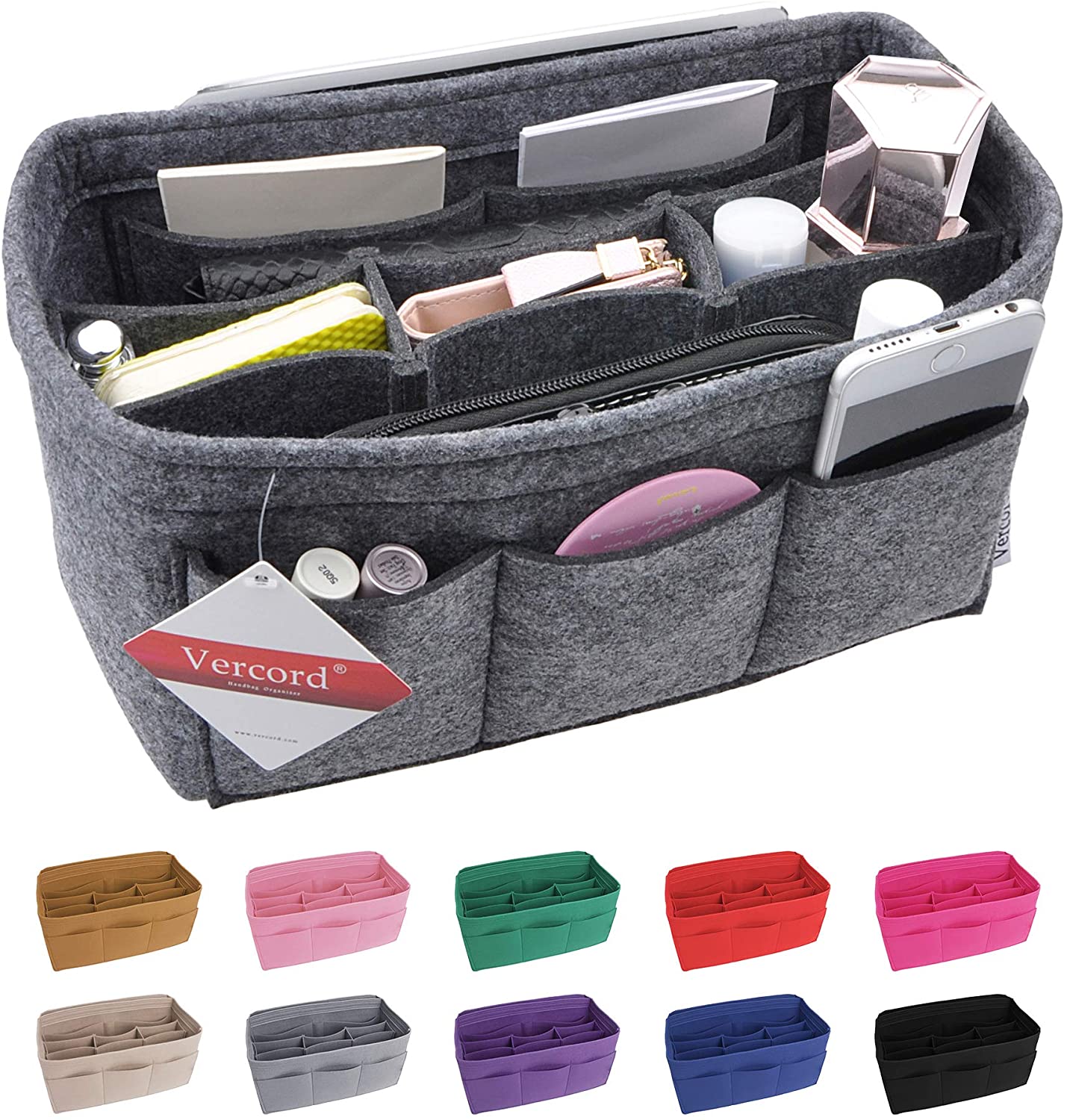 Vercord Felt Purse Organizer Handbag Insert Liner Shaper Bag in Bags for Speedy Neverfull Tote