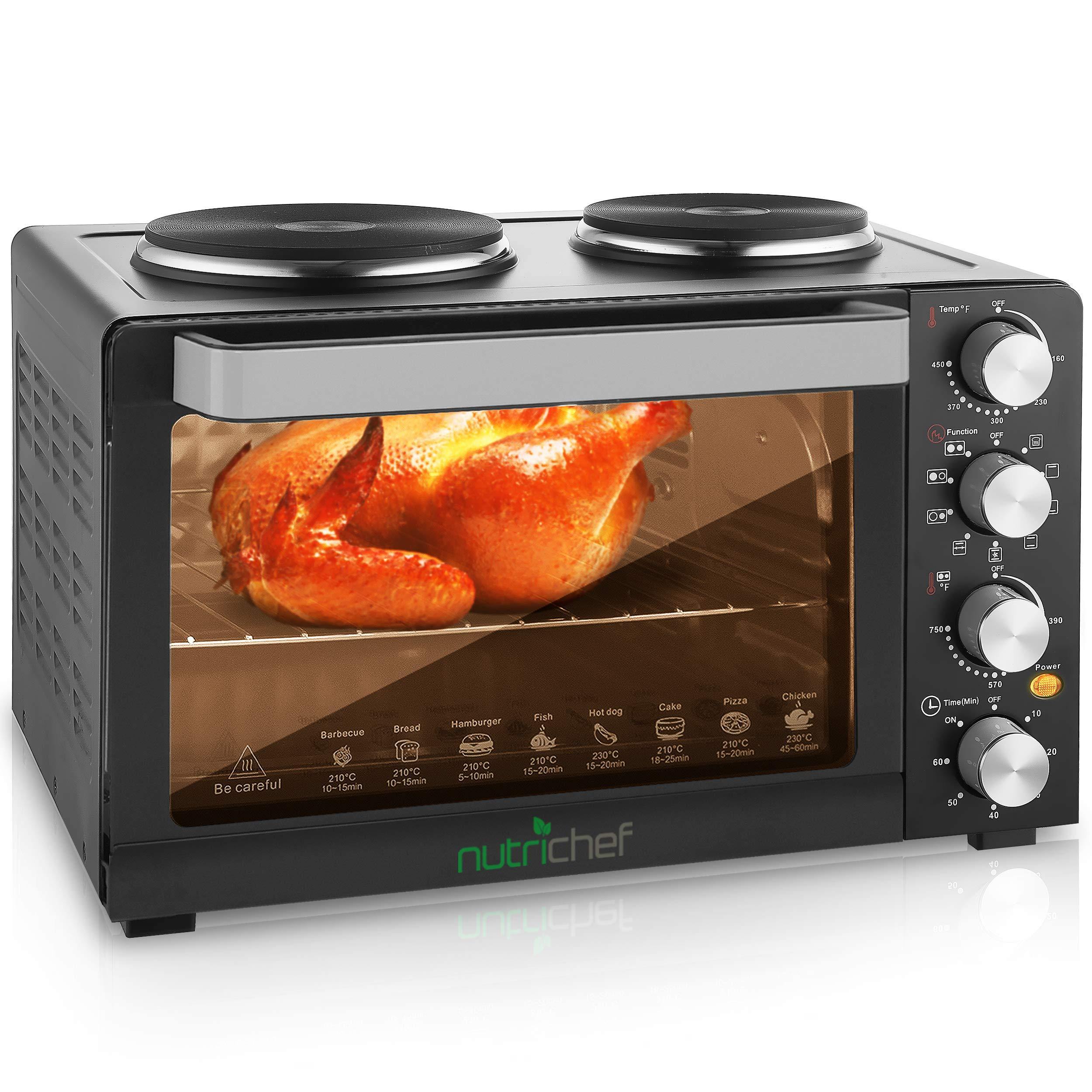 NutriChef Kitchen Convection Electric Countertop Rotisserie Toaster Oven Cooker with Food Warming Hot Plates, 30+ Quart (AZPKRTO28) - JOY2ESpree