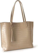 
                        
                          Load image into Gallery viewer, Minimalist Clean Cut Pebbled Faux Leather Tote Womens Shoulder Handbag
                        
                      