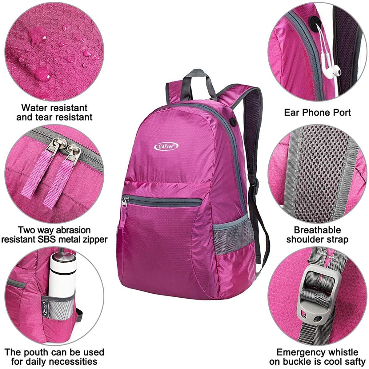 G4Free Ultra Lightweight Packable Backpack Travel Hiking Daypack Handy Foldable Water Resistant Camping Outdoor Backpack - JOY2ESpree