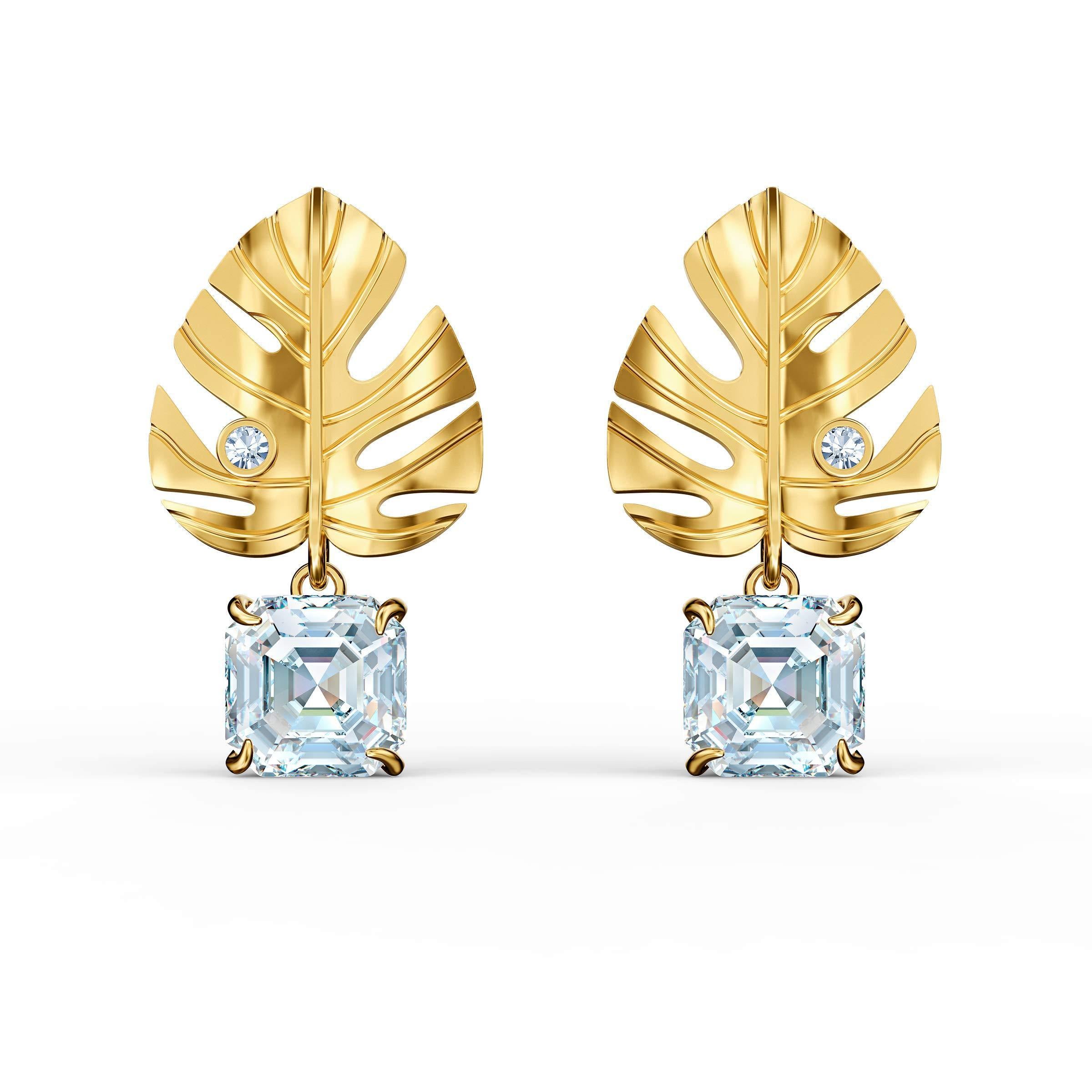 SWAROVSKI Women's Tropical Leaf and Parrot Design, Gold-Tone Finish, Necklace & Earrings Crystal Jewelry Collection - JOY2ESpree