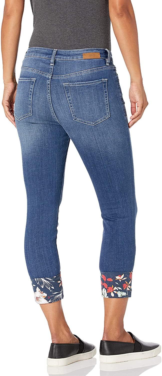 Jag Jeans Women's Petite Carter Girlfriend Jean W/Floral Cuff