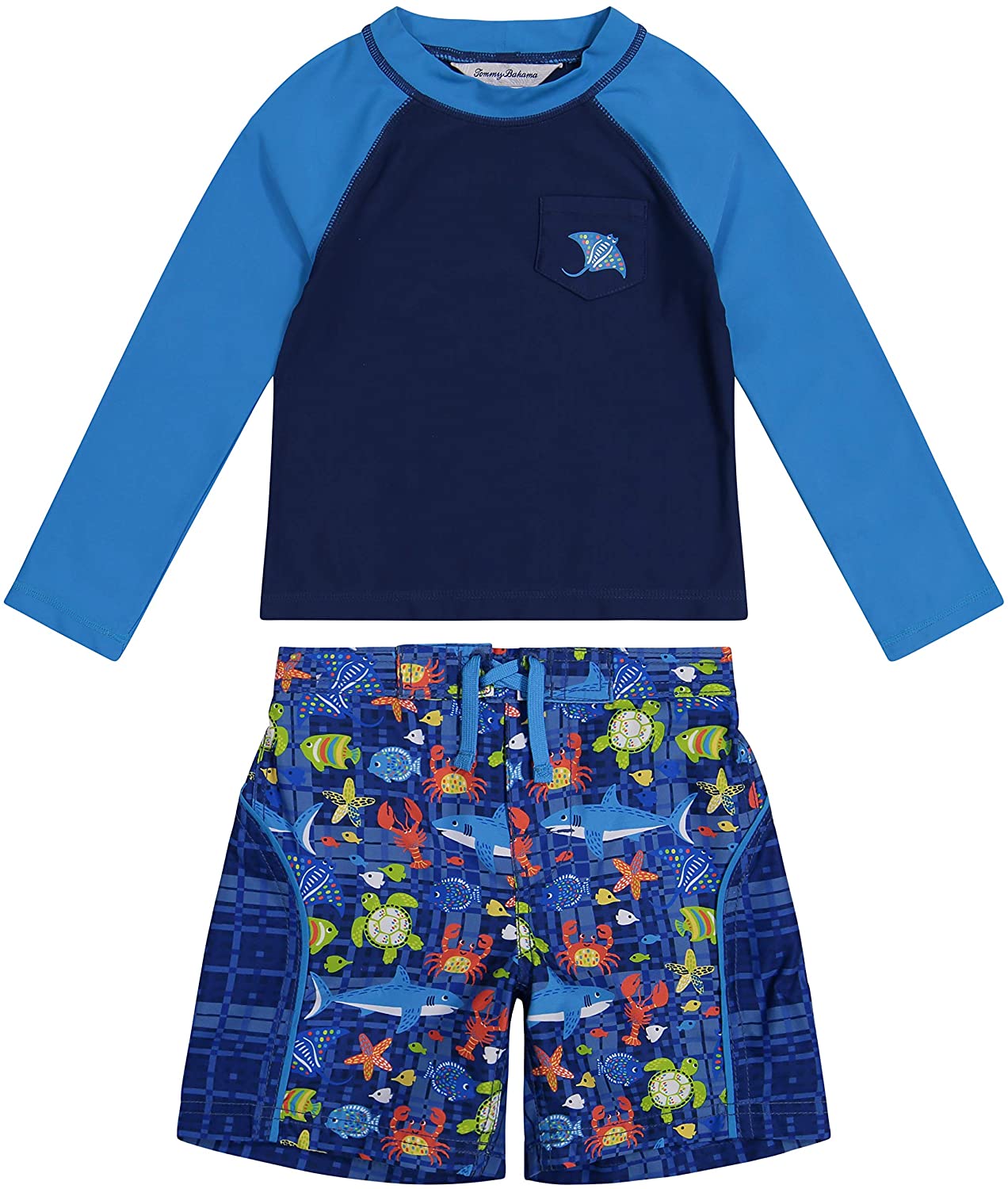 Tommy Bahama Boys' Long Sleeve Rashguard and Trunks Swimsuit Set