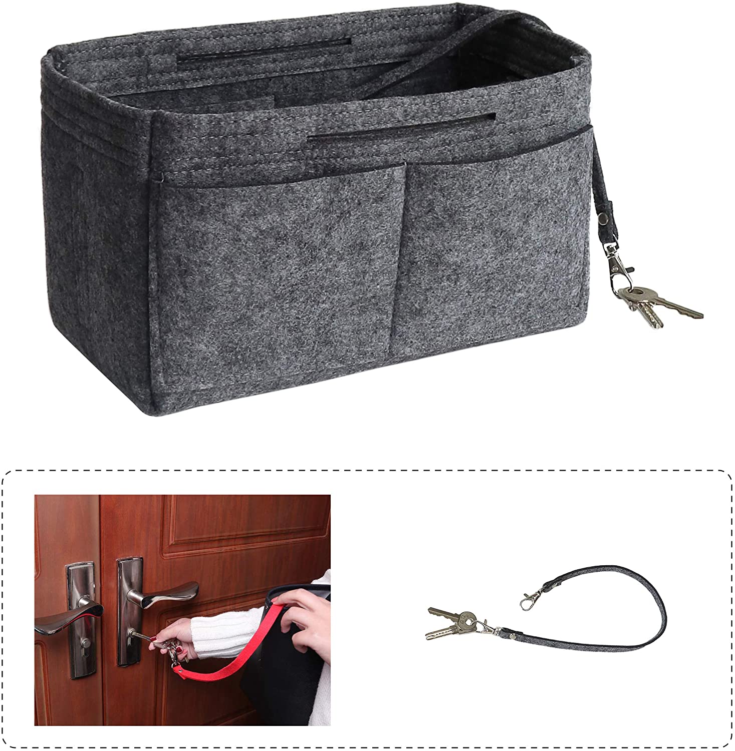 Purse Handbag Organizer Insert, MISIXILE Felt Bag Organizer with Handles