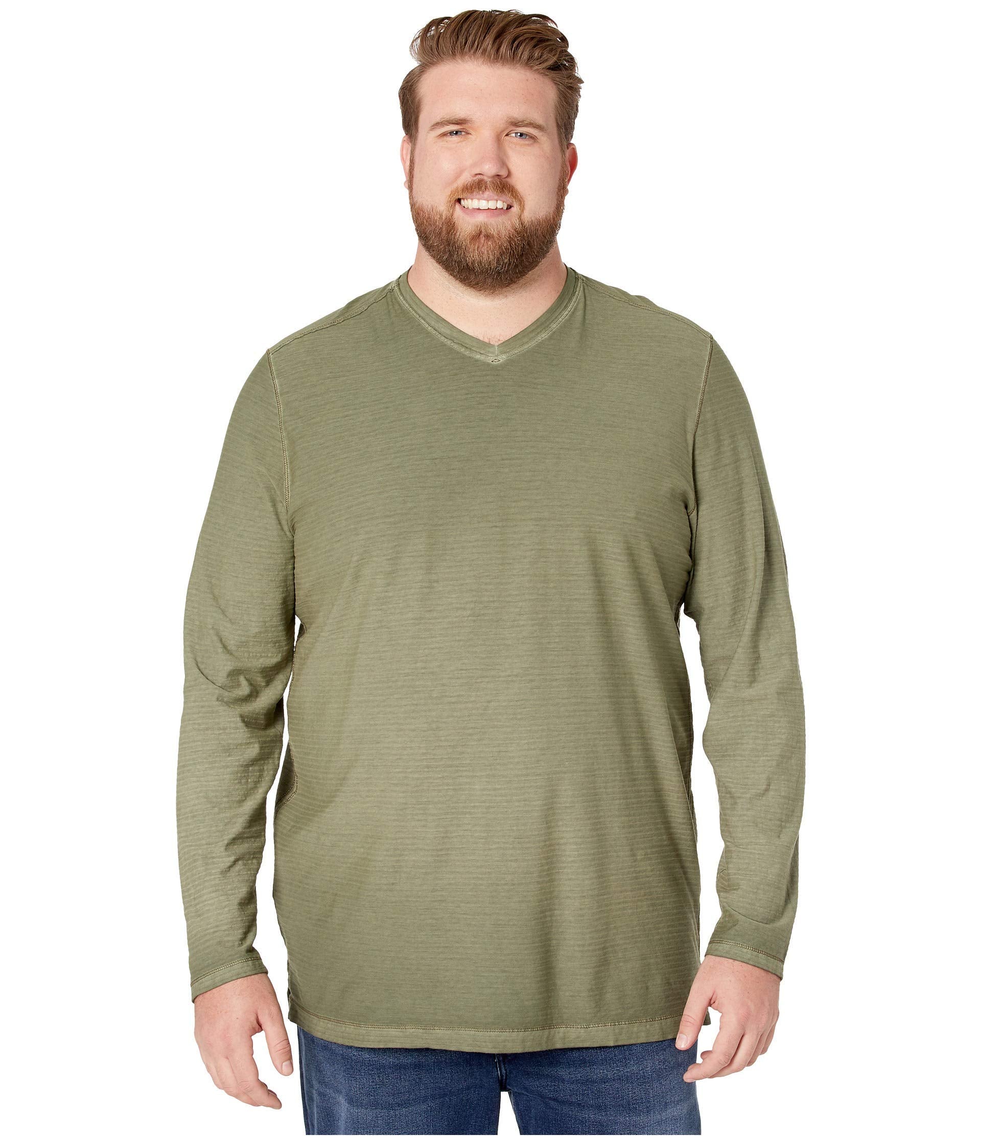 Tommy Bahama Big & Tall Cirrus Coast V-Neck Long Sleeve T-Shirt Palm Moss XLT