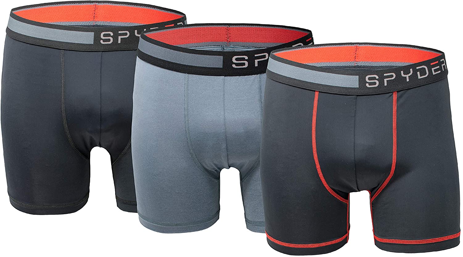 Spyder Mens Boxer Briefs Performance Sports Compression Shorts Athletic Mens Underwear - Mens Boxers Brief - 3 Pack for Men