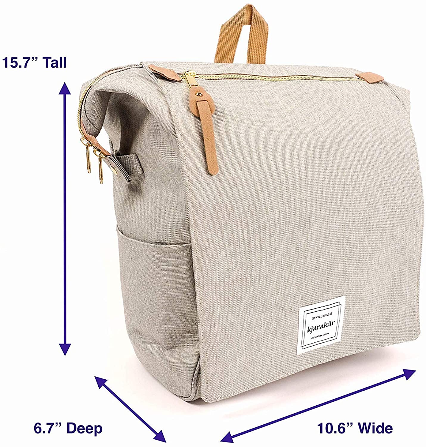 KJARAKÄR Backpack | Classic & Premium Styles | Metal Zippers | Leather Accessories | Gym, Work, School, Diaper Bag