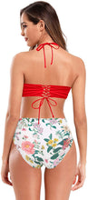 
                        
                          画像をギャラリービューアに読み込む, SHEKINI Women's Floral Printing Cutout Strappy Halter Swimsuits Bikini Suits
                        
                      