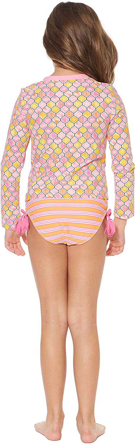 Tommy Bahama Girls' Long Sleeve 2-Piece Rashguard Swimsuit Bathing Suit