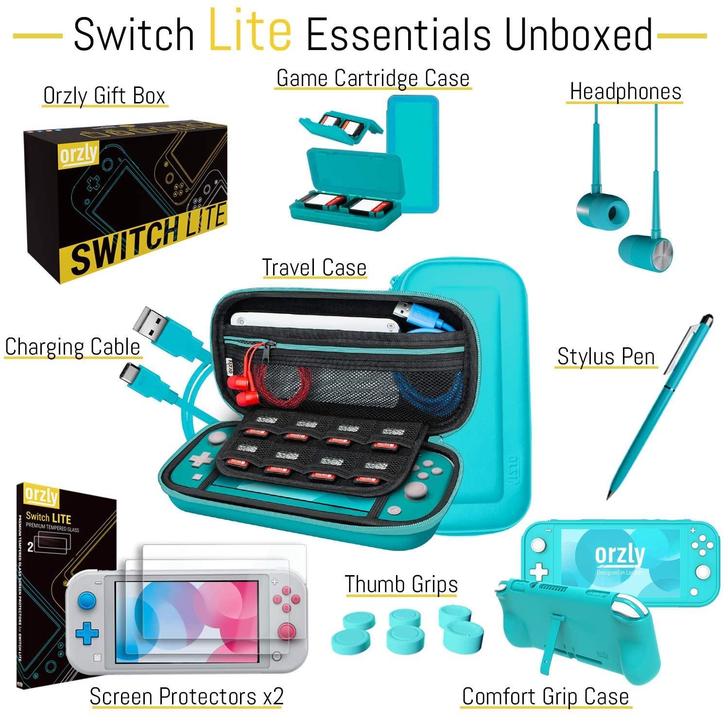 Orzly Accessories Bundle Compatible for use with Nintendo Switch Lite - JOY2ESpree