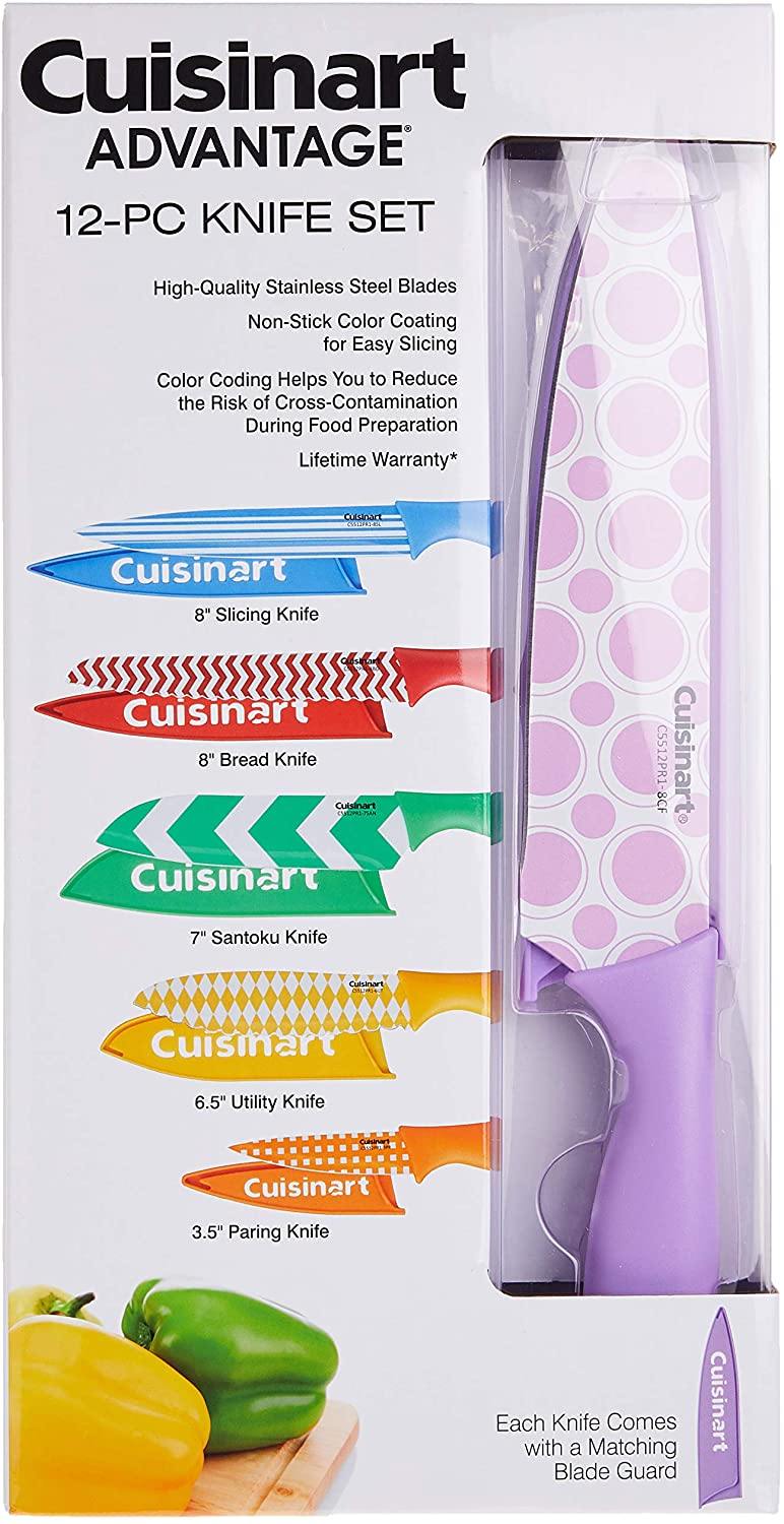 Cuisinart C55-12PMB Advantage 12 Piece Metallic Knife Set With Blade Guards, Black - JOY2ESpree