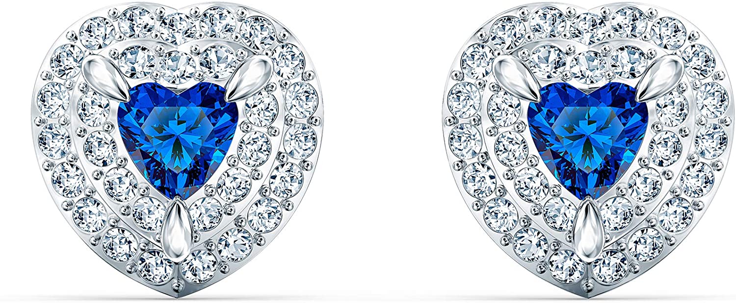 SWAROVSKI Women's One Heart Jewelry Collection, Rhodium Finish, Blue Crystals, Clear Crystals - JOY2ESpree