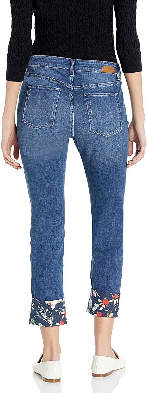 Jag Jeans Women's Carter Girlfriend W/Floral Cuff Jean