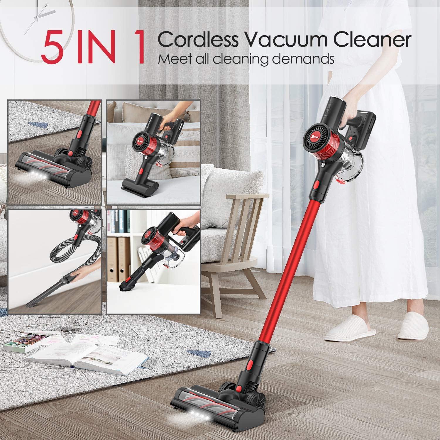 Cordless Vacuum Cleaner, 5-in-1 Lightweight Stick/Handheld Vacuum Rechargeable, Powerful Suction for Hard Floor - JOY2ESpree