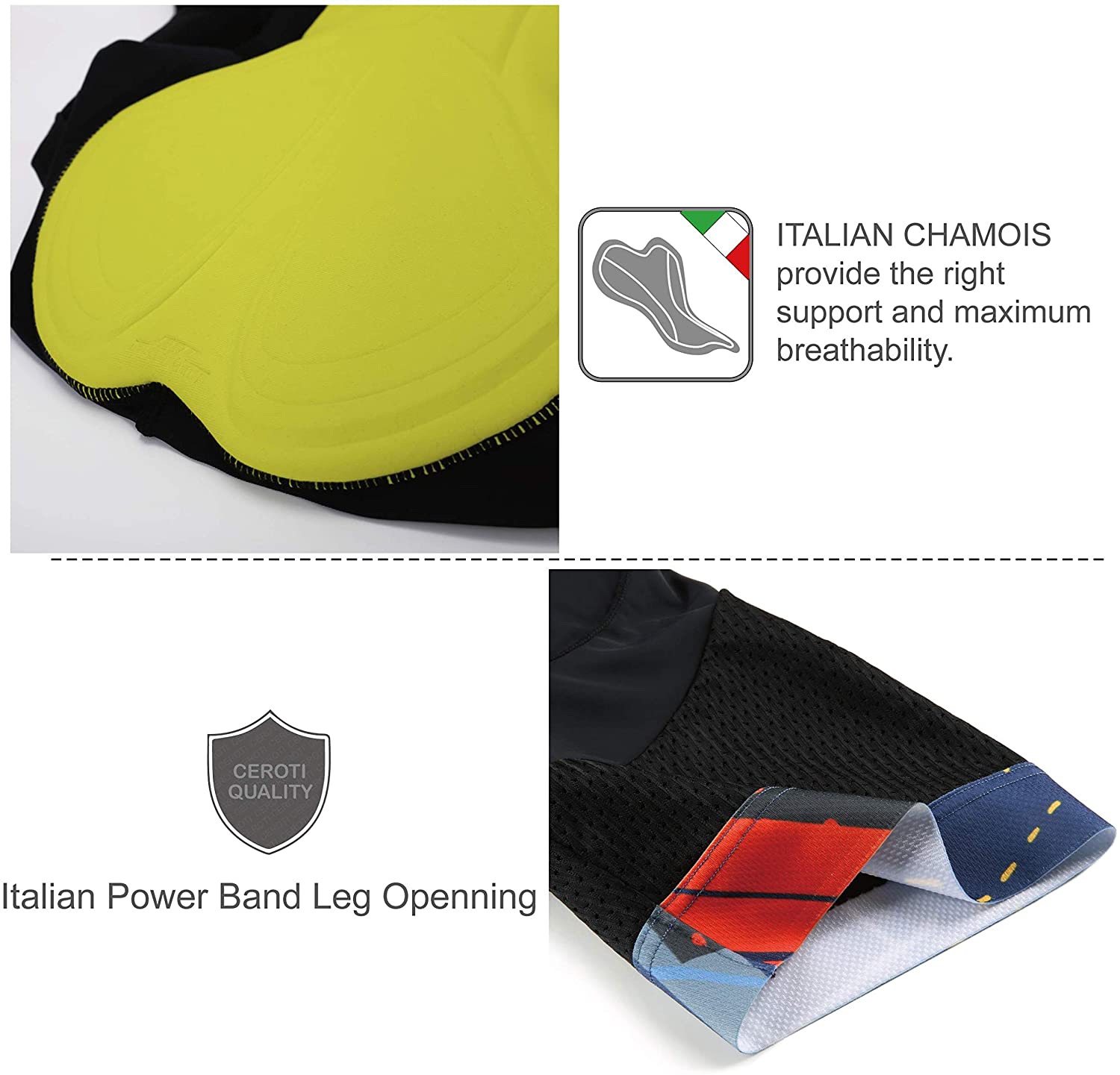 CEROTI Men Summer Mesh Cycling Bib Shorts Padded, Air Cool Carbon Bike Bibs, Lasting Compression PRO Bibs