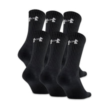 
                        
                          Load image into Gallery viewer, Under Armour Youth Cotton Crew Socks, 6-Pairs , Black/White , Youth Large
                        
                      