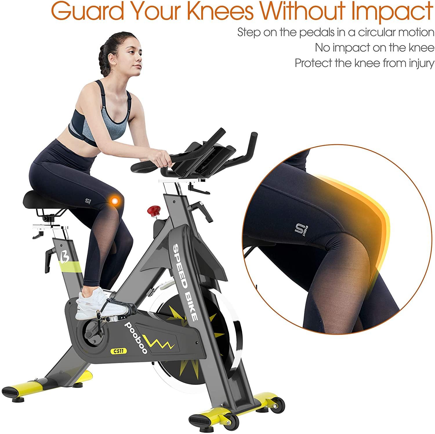 pooboo Indoor Exercise Bike Commercial Stationary Bike Belt Drive Indoor Cycling Bike - JOY2ESpree