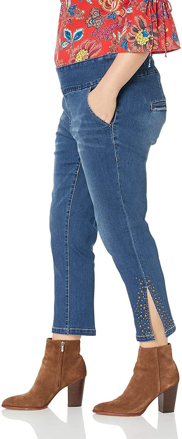 Jag Jeans Women's Plus Size Naomi Pull on Crop with Studs